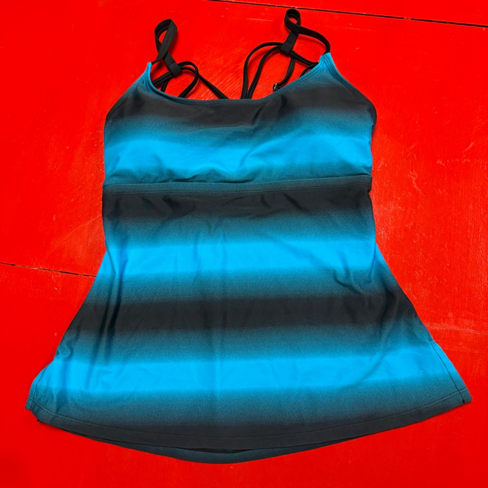 TURQUOISE AND BLACK TANKINI TOP